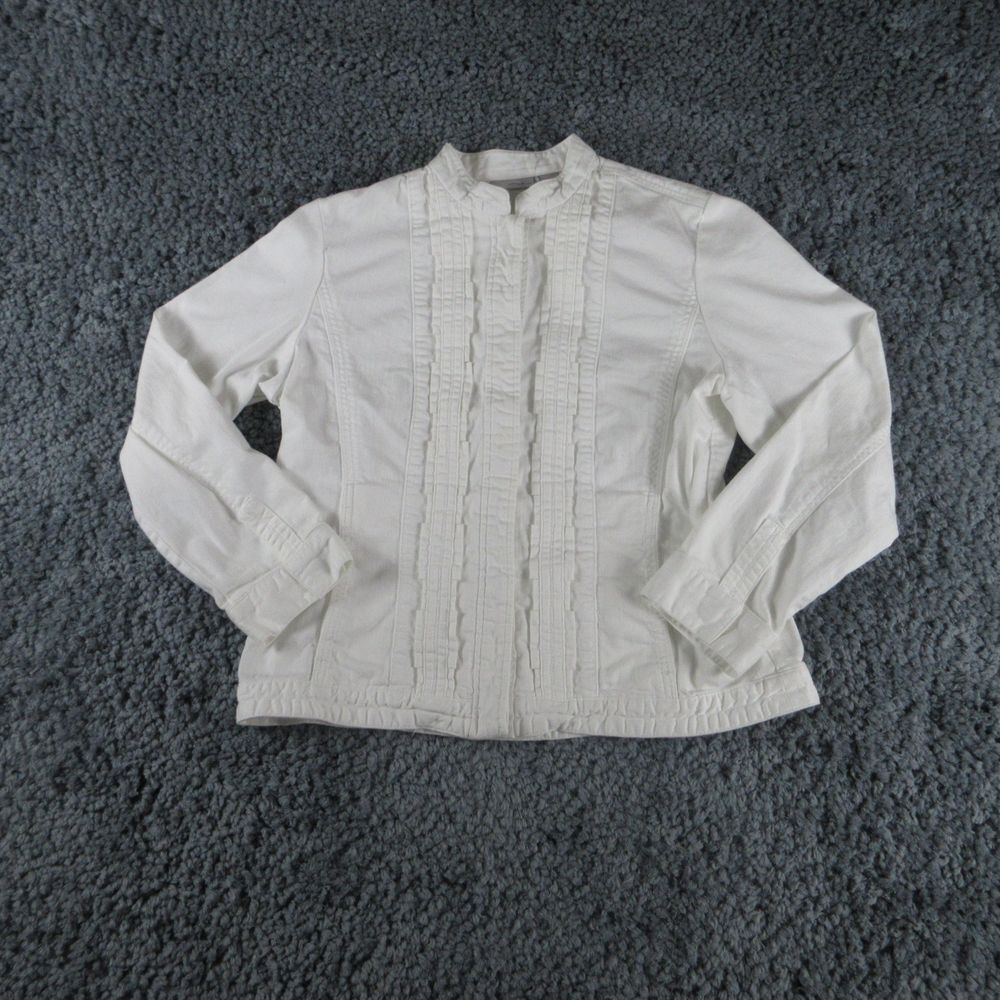 Chicos Jacket Womens 2 White Long Sleeve Full Zip